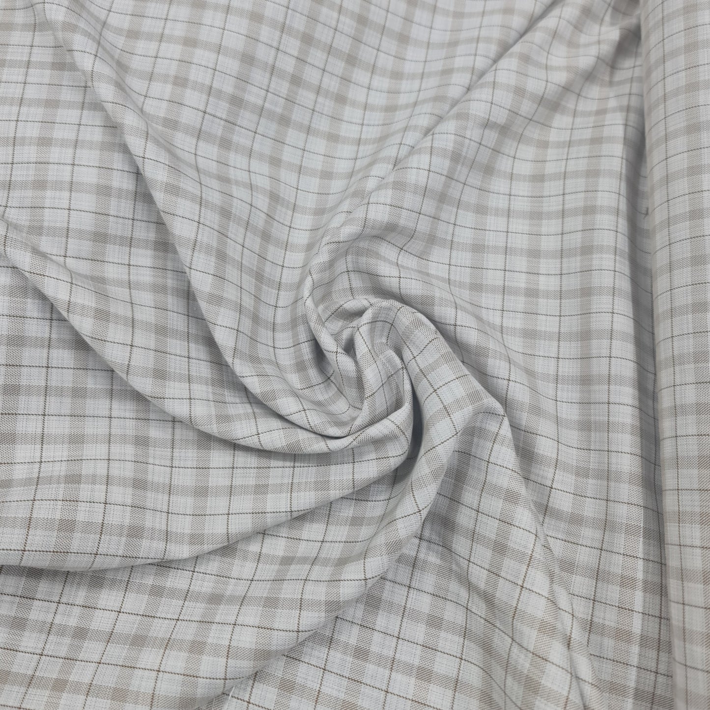 Checked Suiting White with Beige