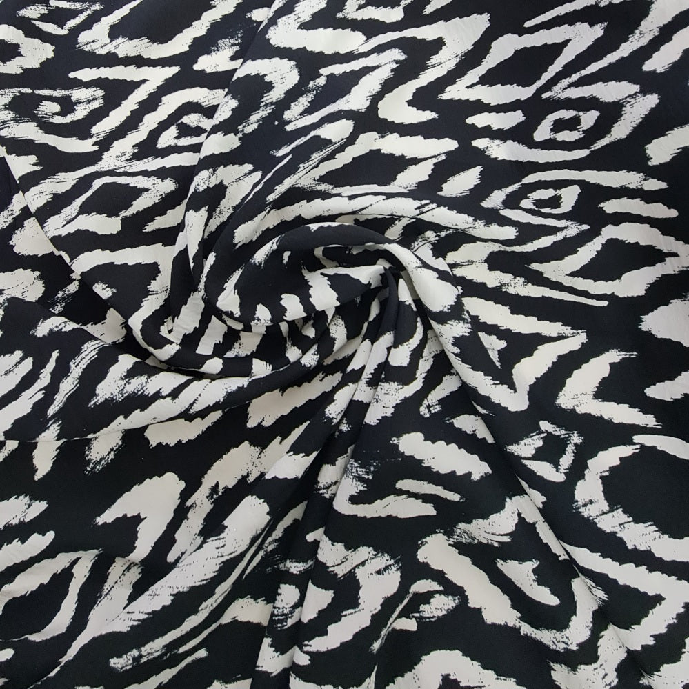 Viscose- Black & White Aztec