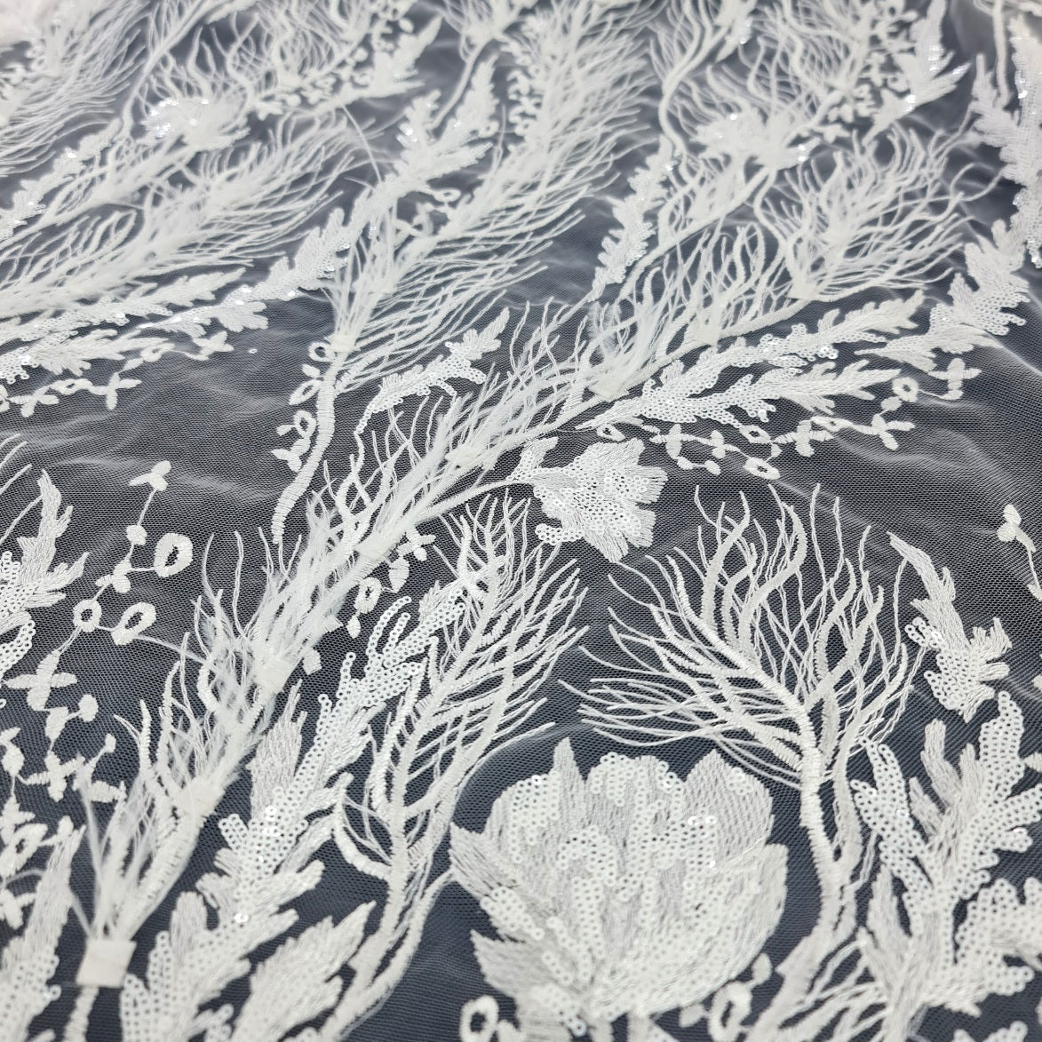 Bridal Fabric Heavy work and detail- White