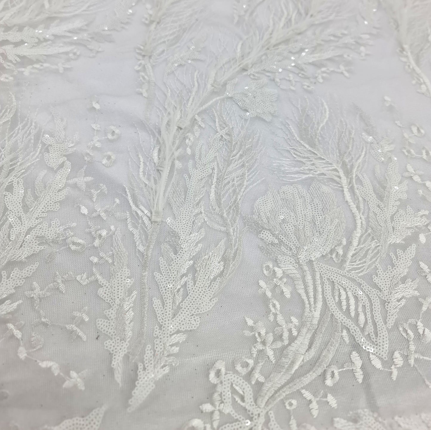 Bridal Fabric Heavy work and detail- White