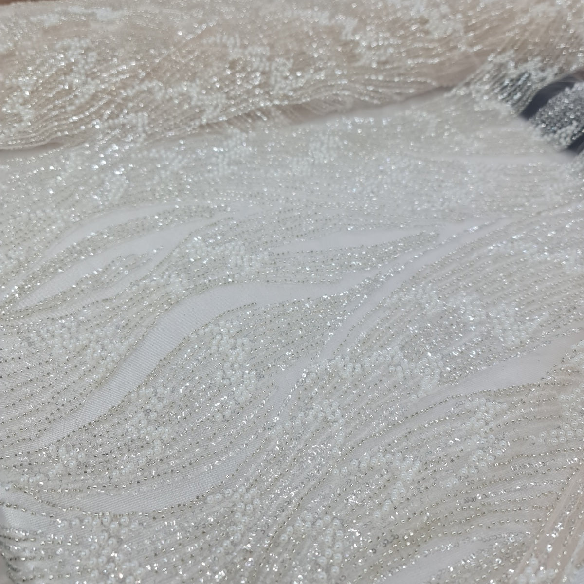 Heavy Beaded Bridal Fabric- Ivory