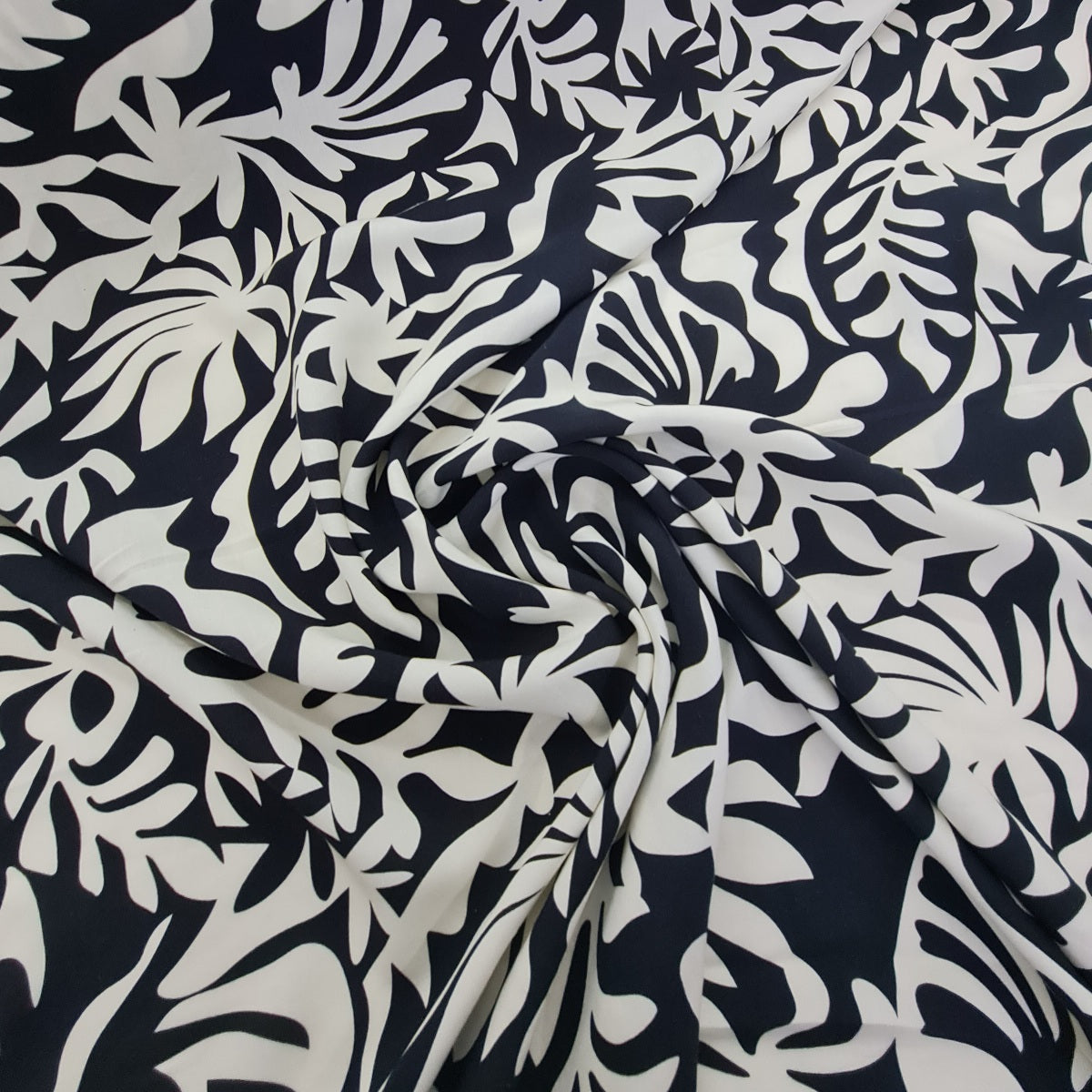 Viscose- Black & White Abstract