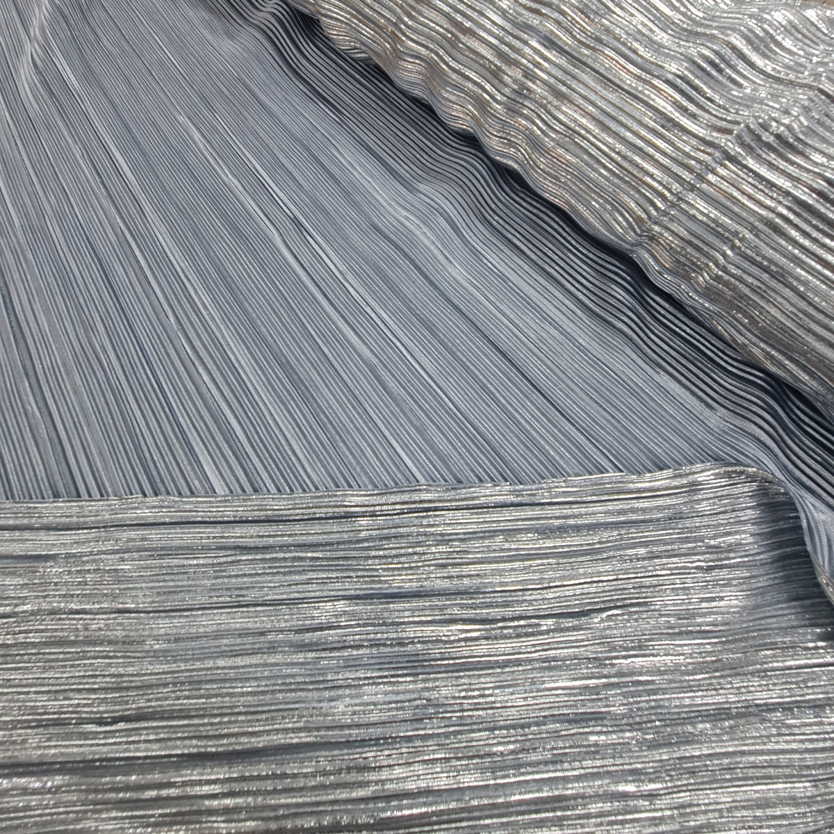 Pleated Plisse Satin Foil- Steel Grey