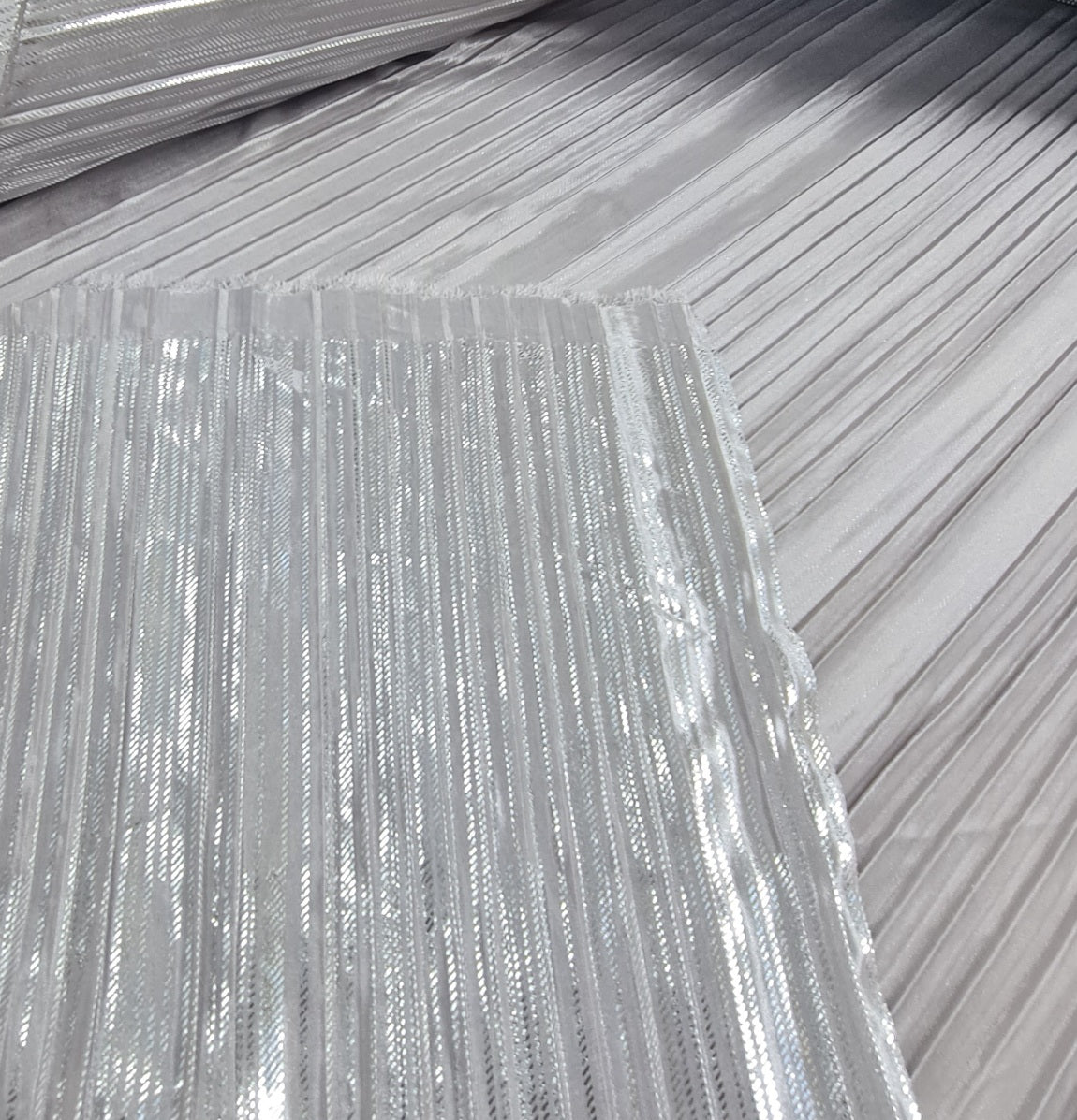 Pleated Plisse Satin Foil- Dun Grey