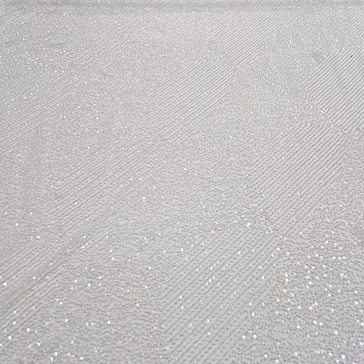 Luxurious White Heavy Beaded Bridal Tulle