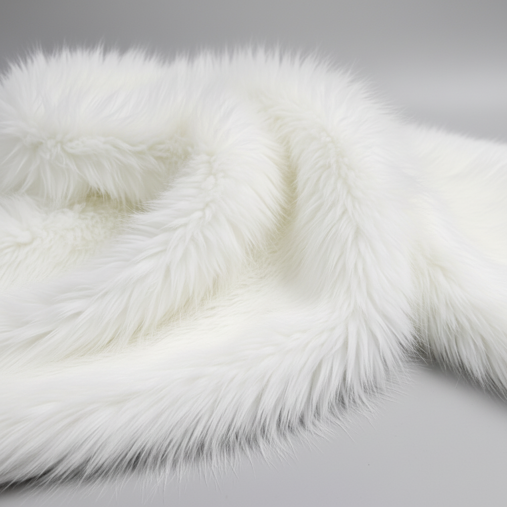 White long hair fur fabric