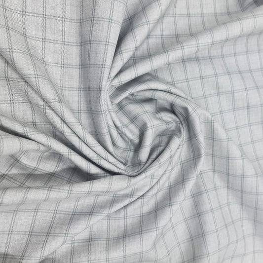 Checked Suiting Light Grey with Green