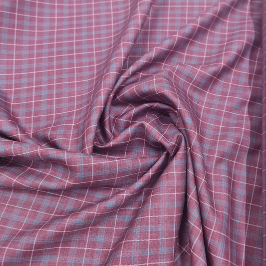 Checked Suiting Maroon with Light Pink