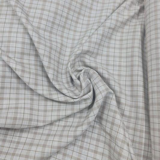 Checked Suiting White with Beige