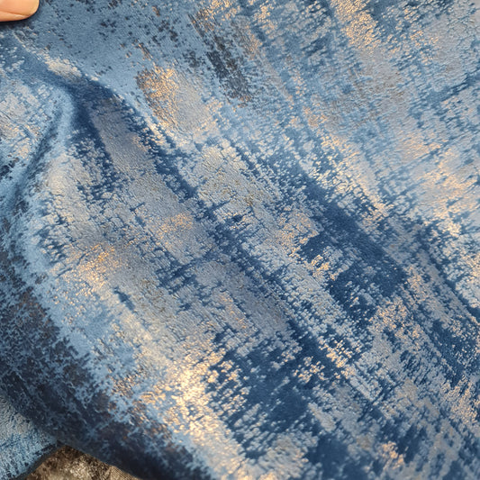 Velvet Upholstery- Blue/Gold
