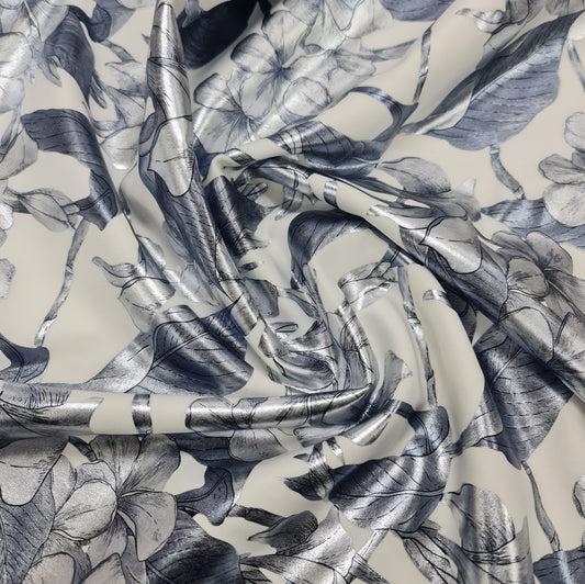 Foil Print Scuba- Silver White