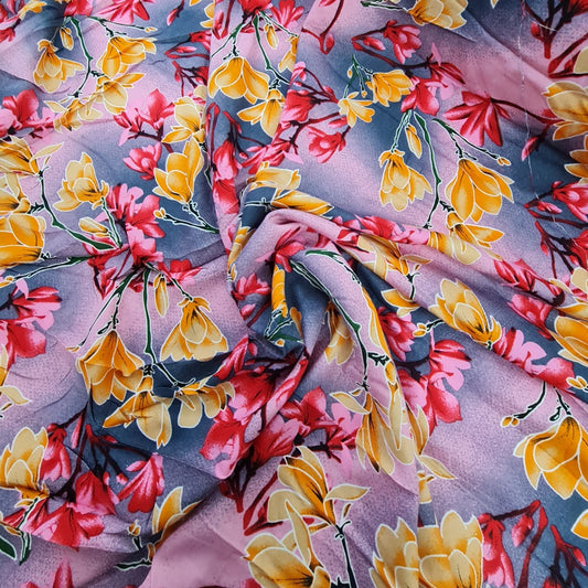 Viscose- Yellow Flower