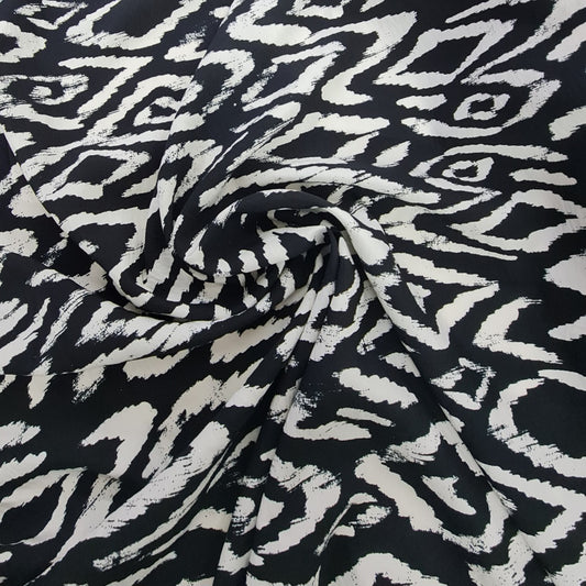 Viscose- Black & White Aztec