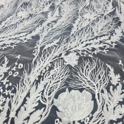 Bridal Fabric Heavy work and detail- White