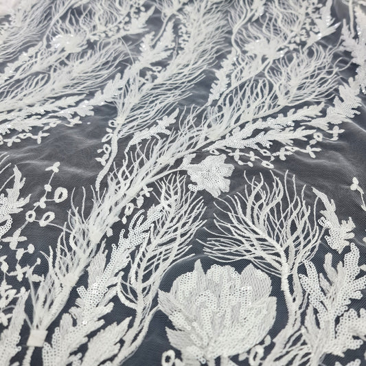 Bridal Fabric Heavy work and detail- White
