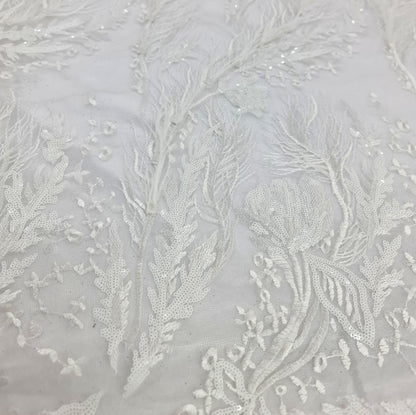 Bridal Fabric Heavy work and detail- White
