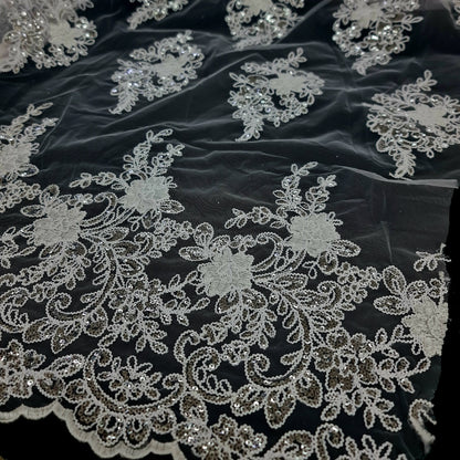 Embroidered Bridal Fabric- White