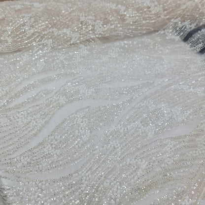 Heavy Beaded Bridal Fabric- Ivory