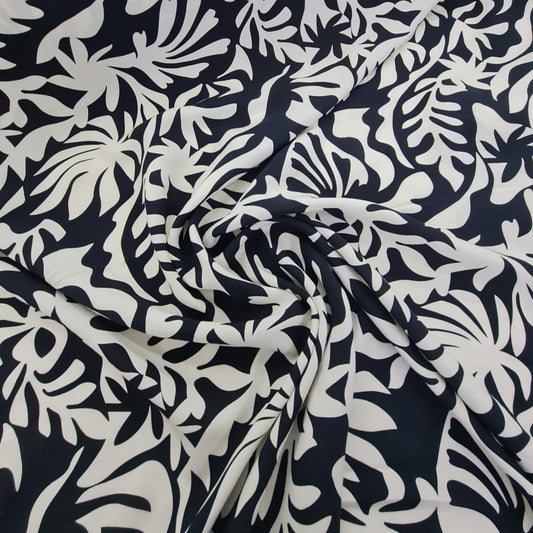 Viscose- Black & White Abstract