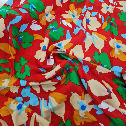 Viscose- Red Flower