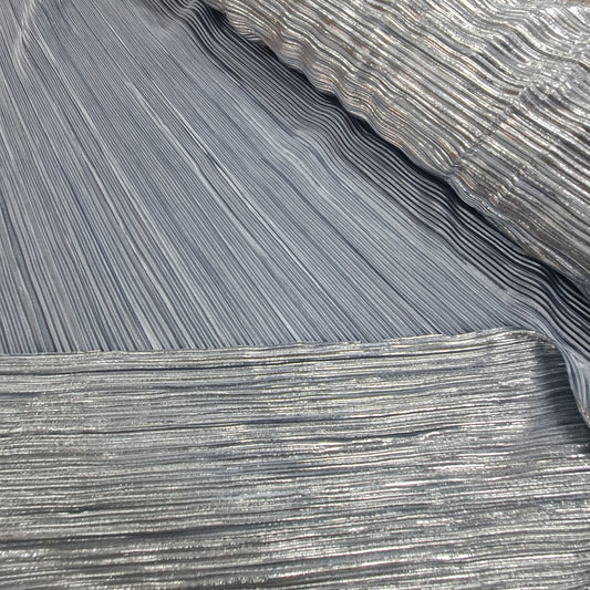 Pleated Plisse Satin Foil- Steel Grey
