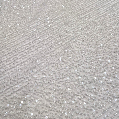 Luxurious White Heavy Beaded Bridal Tulle