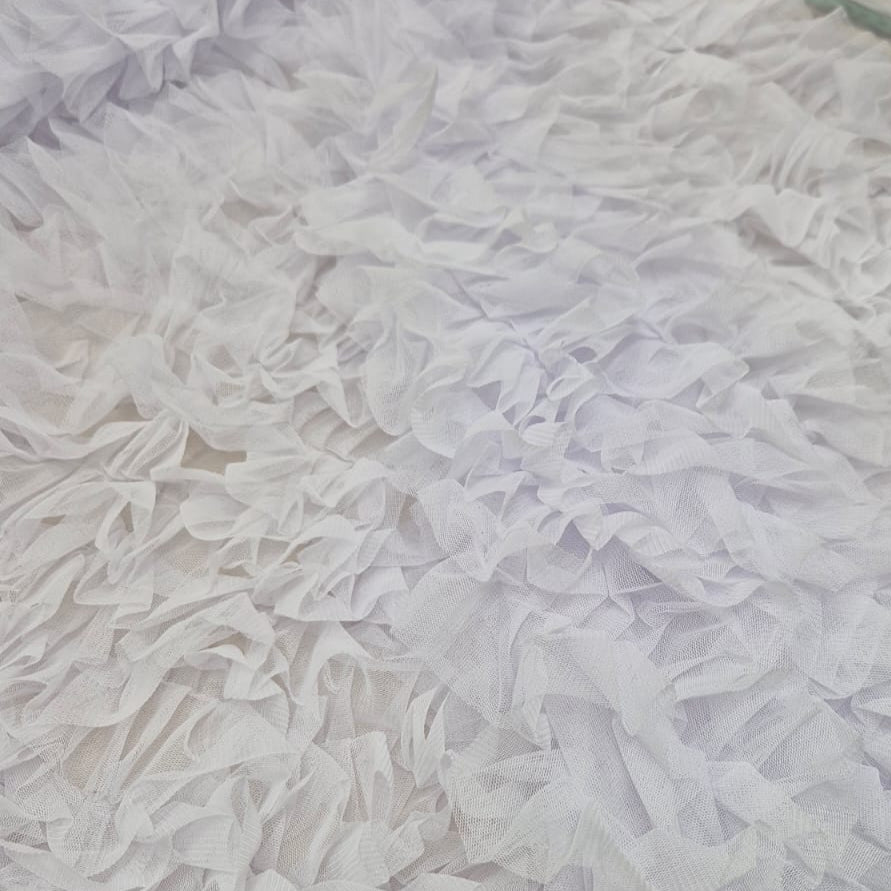 Ruffled Tulle- White