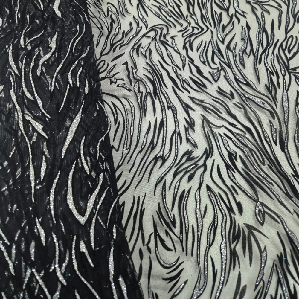 Sugar Metallic Tulle- Silver Black