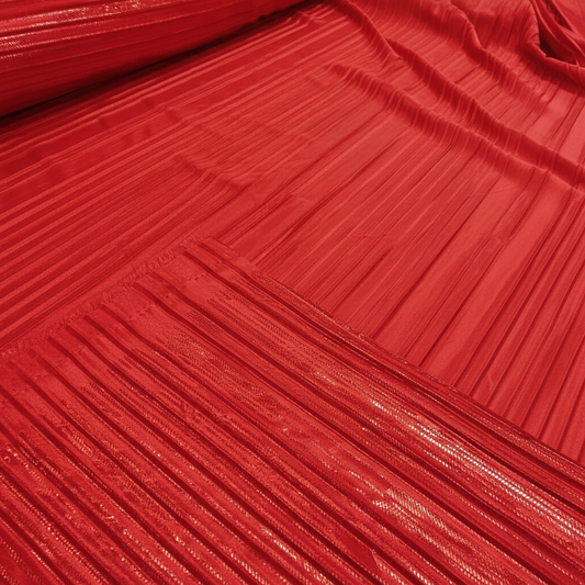 Bright red ribbed fabric